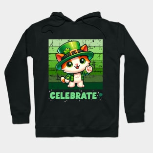 Festive Kitty Celebrates: Cute St. Patrick's Day Tee Hoodie